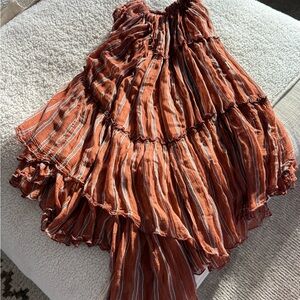 We The Free Rust and Black Striped Maxi Skirt